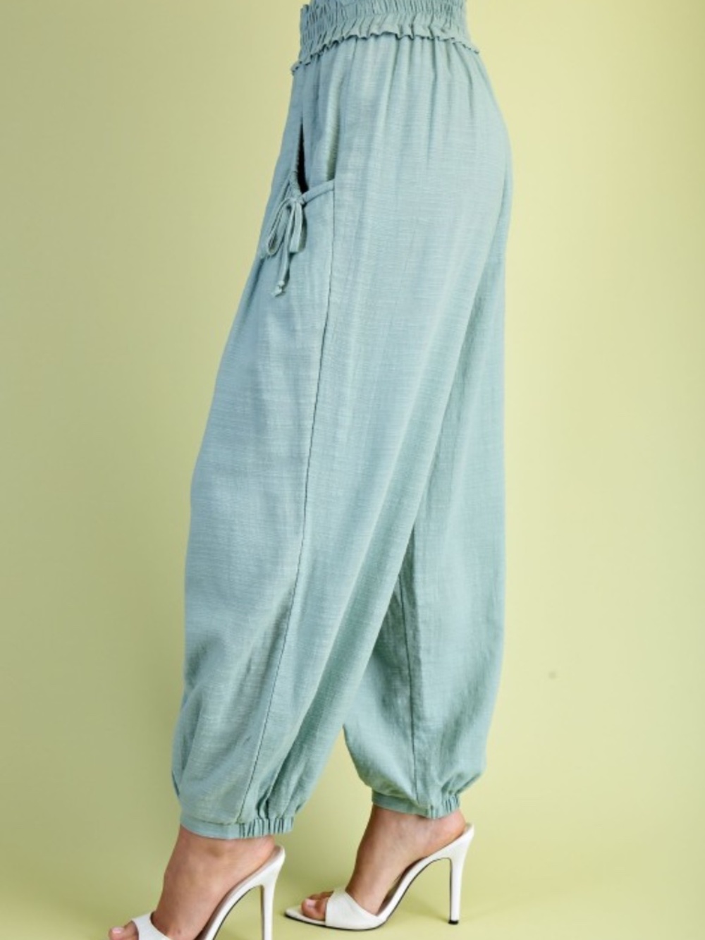 Gigio Mint Green Relaxed Fit Side Pocket Cotton Pants - Picture 4 of 6